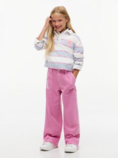 Kids' Wide Leg Pull-On Utility Jean — Fuschia Pink 2