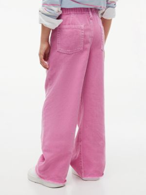 Детские джинсы Tommy Hilfiger Wide Leg Pull-On Utility Jean, цвет: Розовый — фото 4