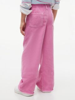 Kids' Wide Leg Pull-On Utility Jean — Fuschia Pink 4