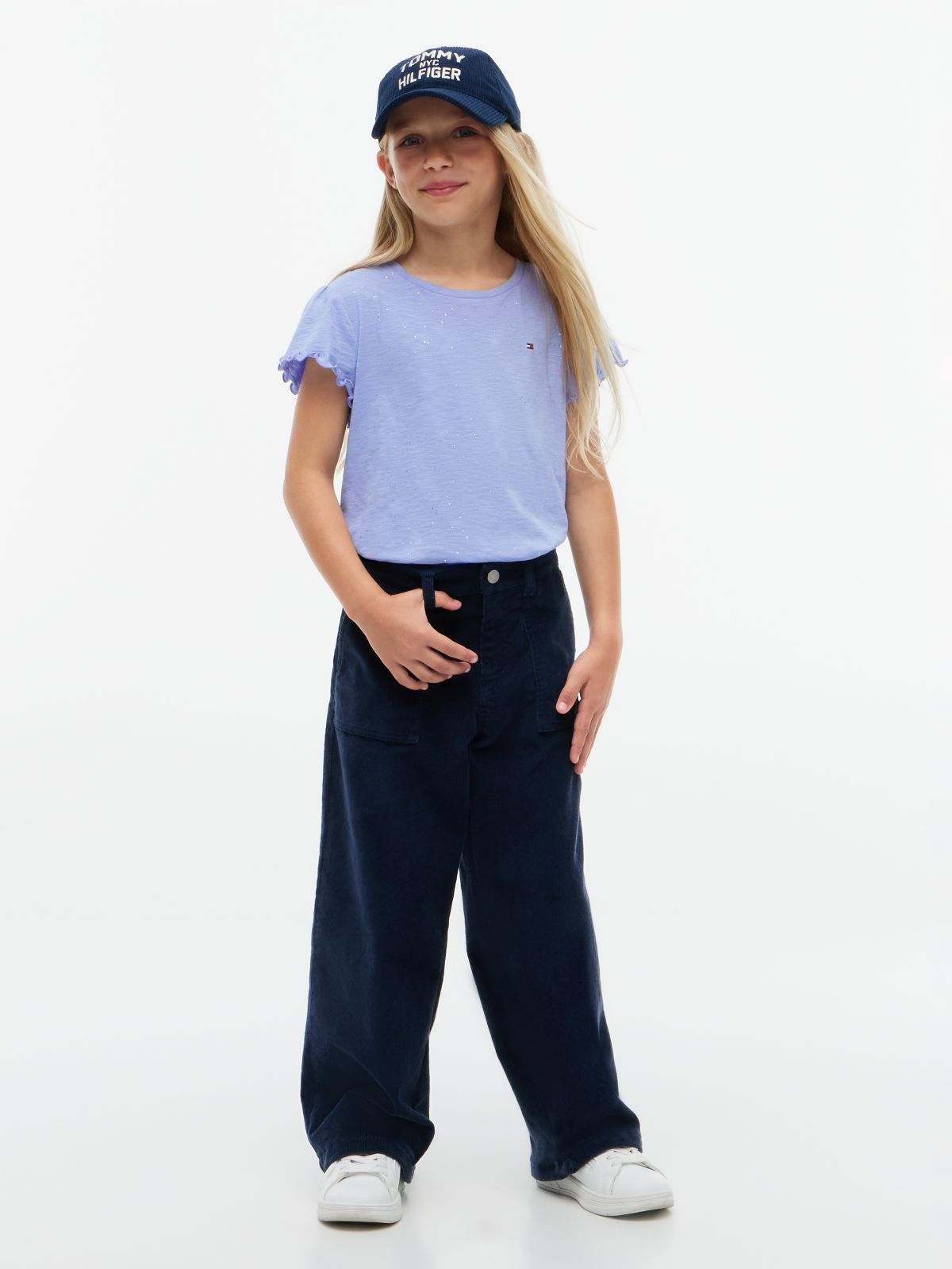 Kids' Sparkle Ruffle-Sleeve Top — Vintage Iris