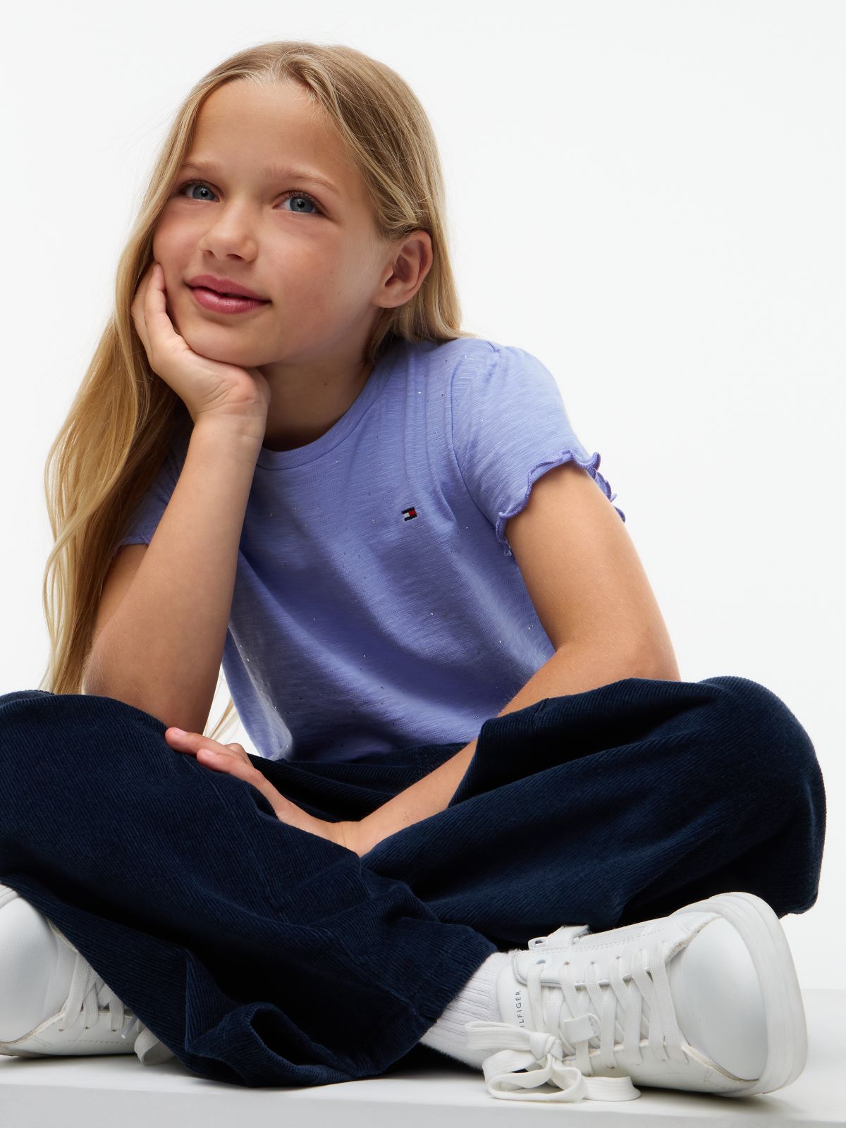 Kids' Sparkle Ruffle-Sleeve Top — Vintage Iris