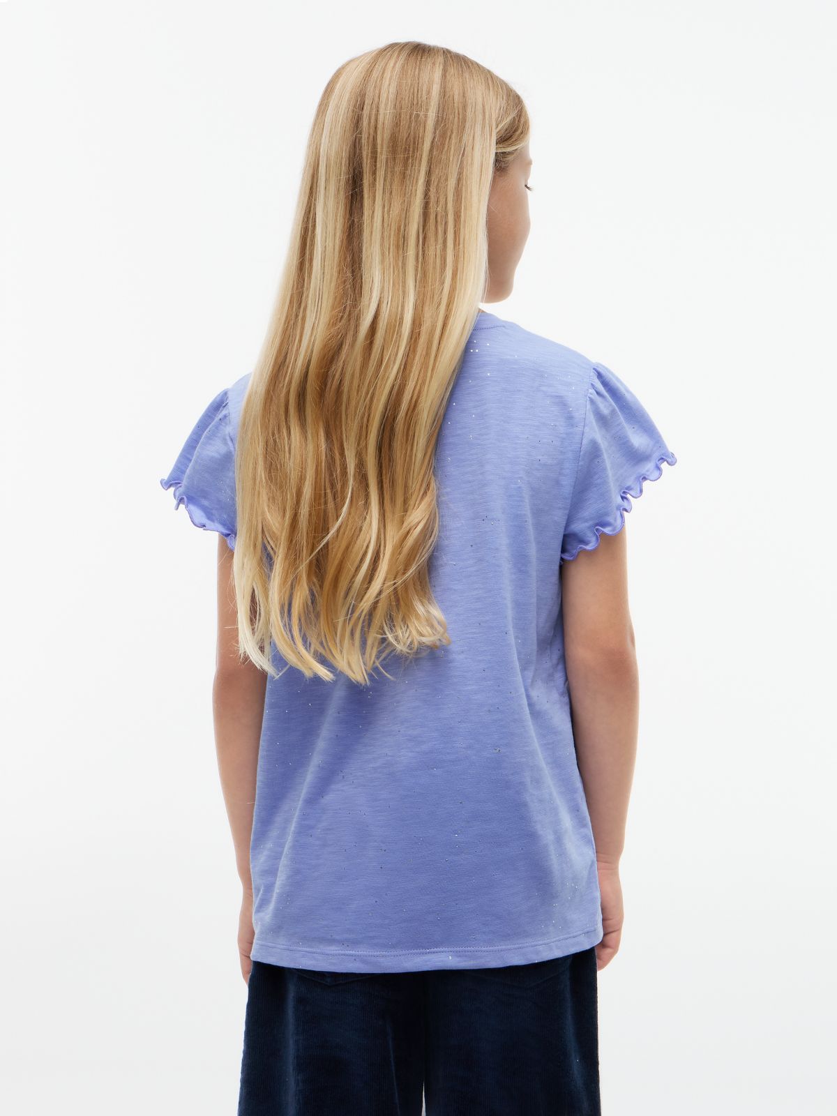 Kids' Sparkle Ruffle-Sleeve Top — Vintage Iris