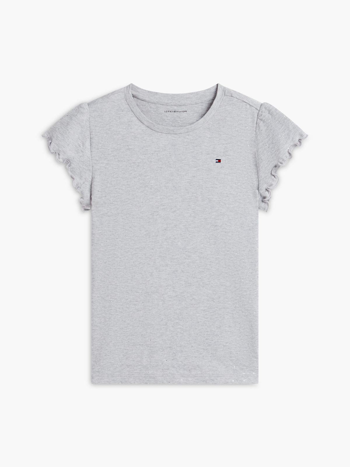 Kids' Sparkle Ruffle-Sleeve Top — Grey