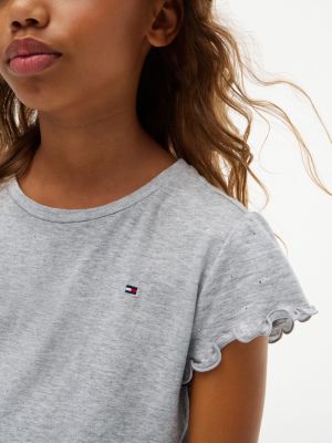 Детский топ Tommy Hilfiger Sparkle Ruffle-Sleeve Top, цвет: Серый — фото 3