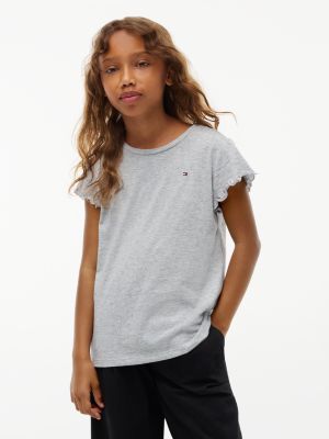 Детский топ Tommy Hilfiger Sparkle Ruffle-Sleeve Top, цвет: Серый