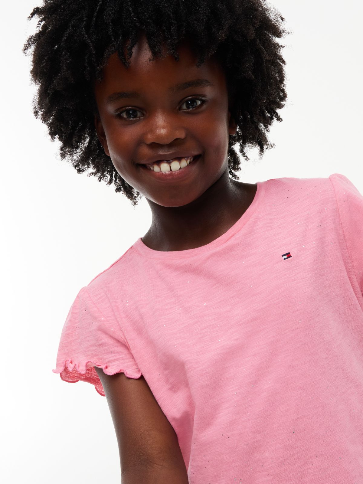 Kids' Sparkle Ruffle-Sleeve Top — Jasmine Pink