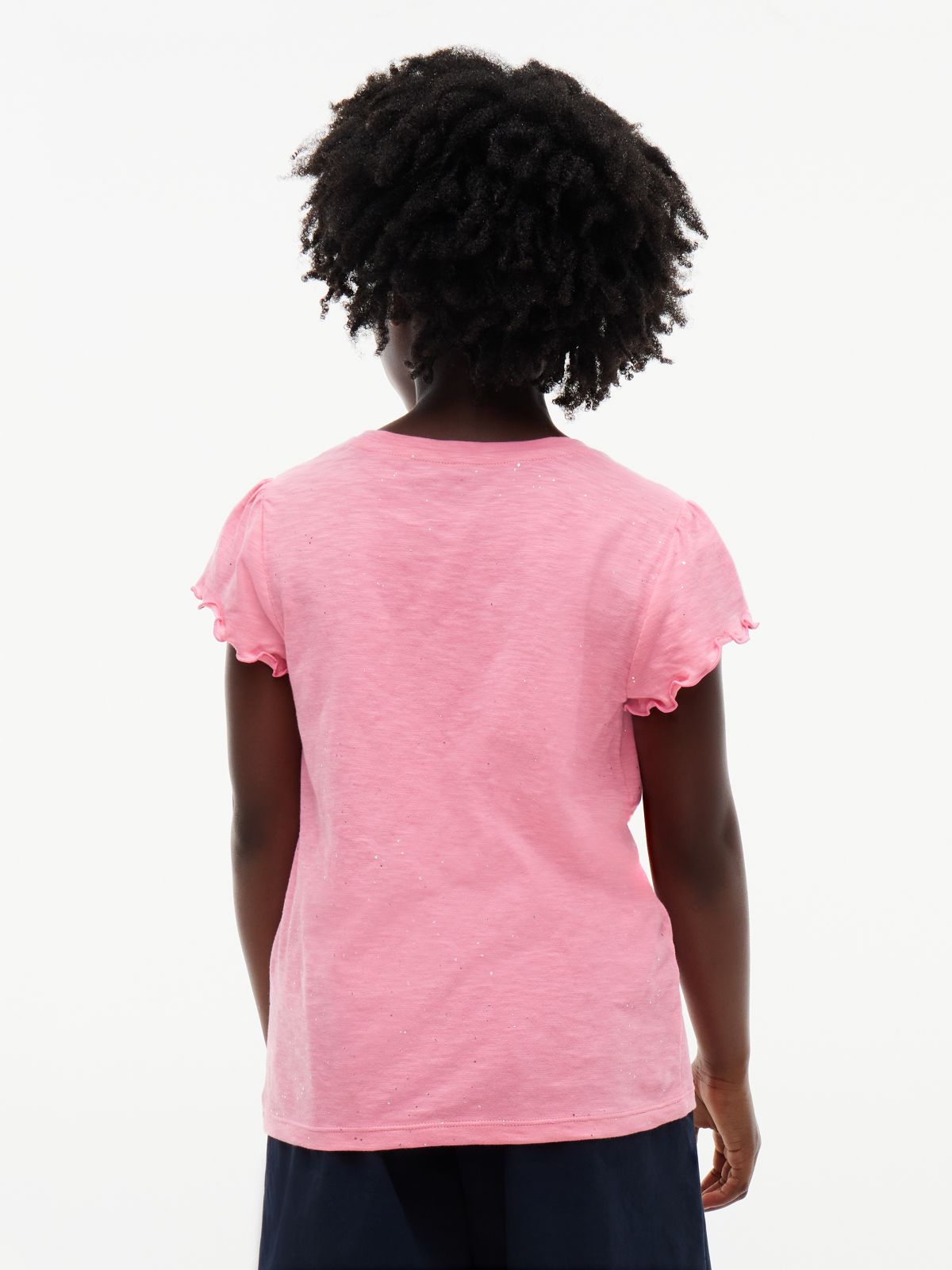 Kids' Sparkle Ruffle-Sleeve Top — Jasmine Pink