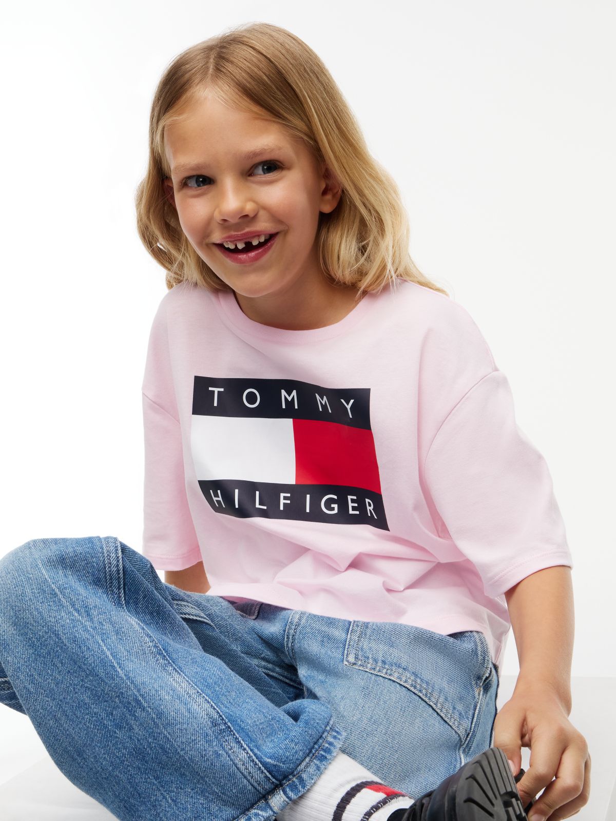 Kids' Classic Flag Badge T-Shirt — Pink