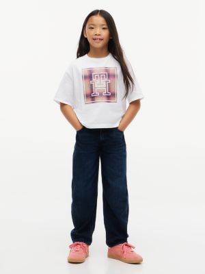 Детская футболка Tommy Hilfiger Plaid Monogram Logo, цвет: Оптический белый — фото 2