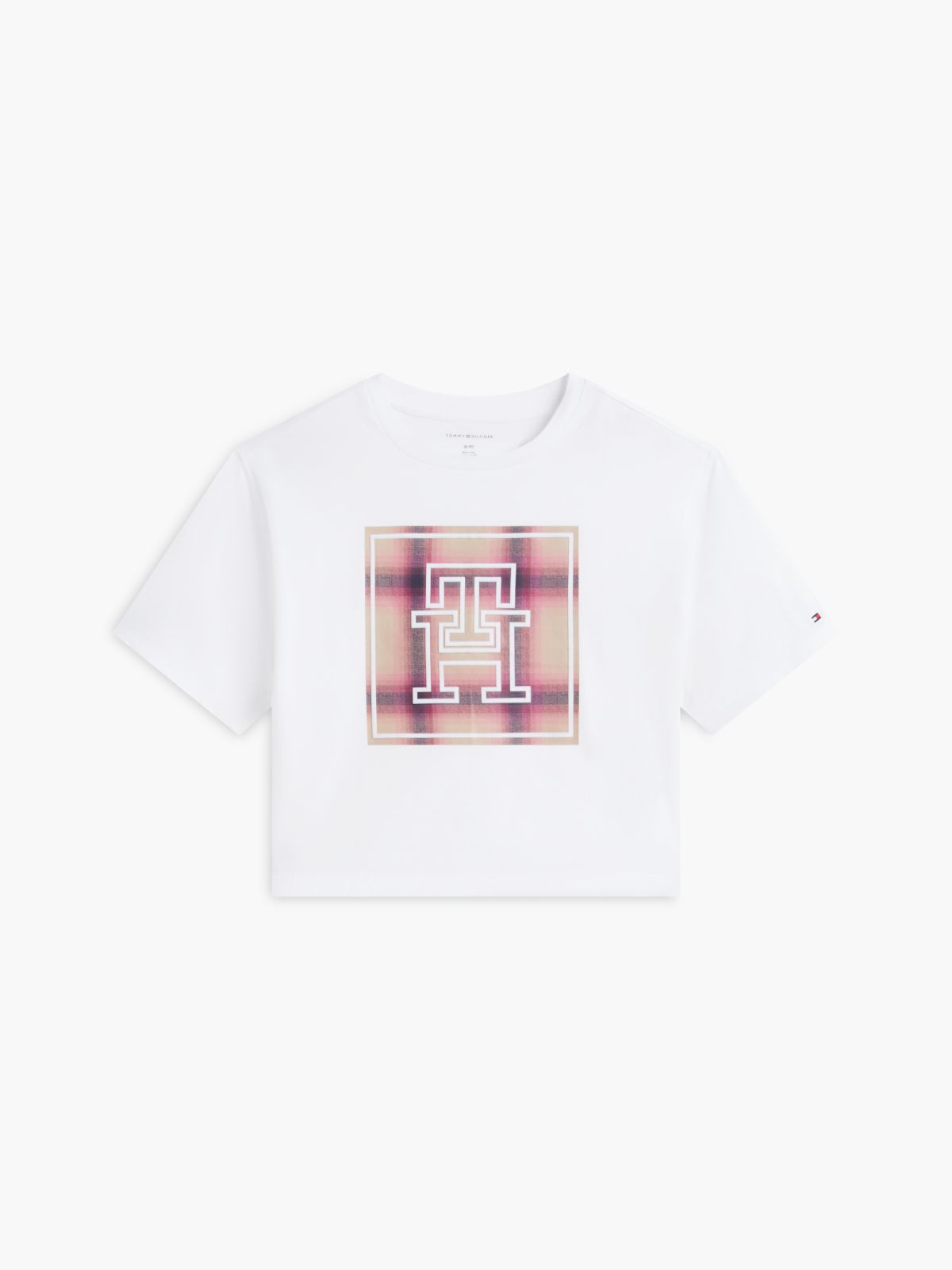Kids' Plaid Monogram Logo T-Shirt — Optic White