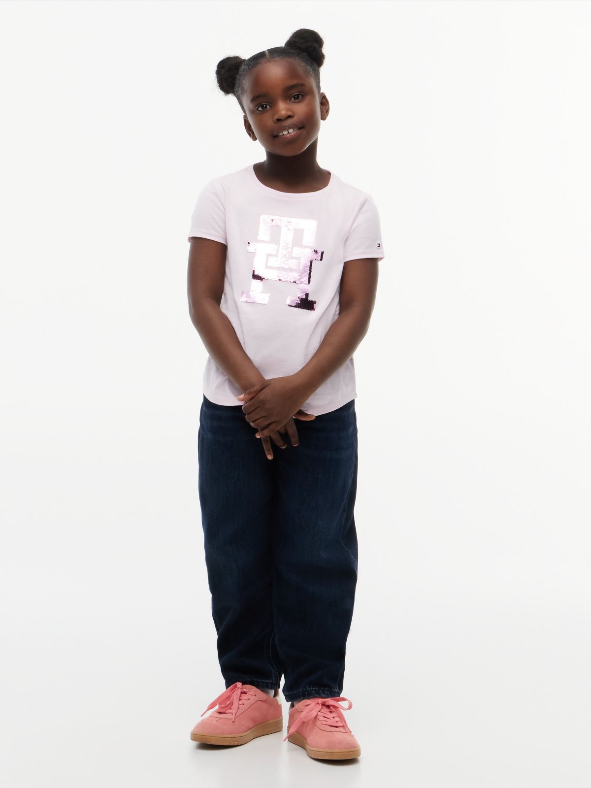 Kids' Flip Sequin Monogram T-Shirt — Pink