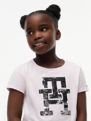 Детские футболки Tommy Hilfiger Kids' Flip Sequin Monogram T-Shirt — фото 3