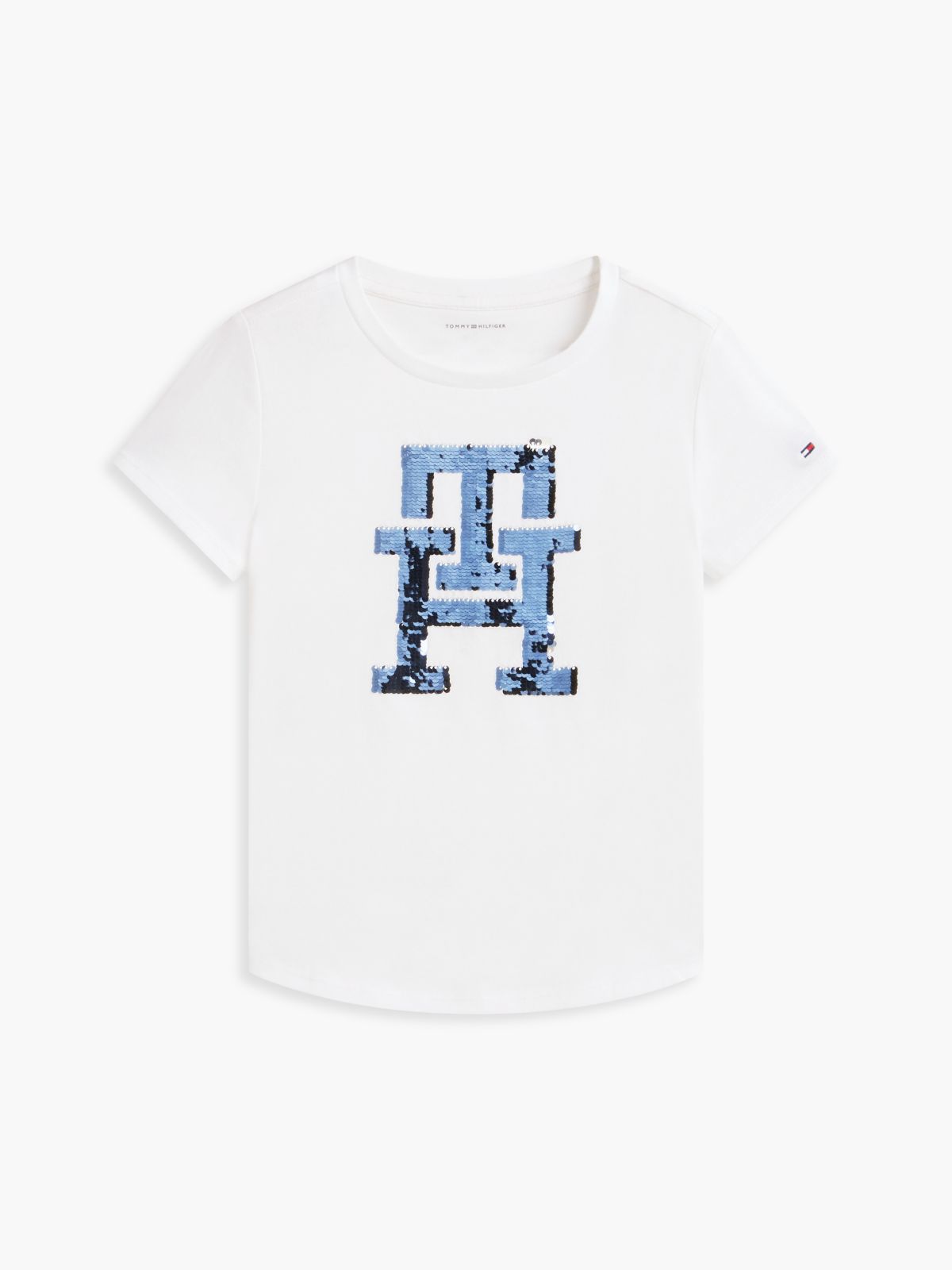 Kids' Flip Sequin Monogram T-Shirt — White
