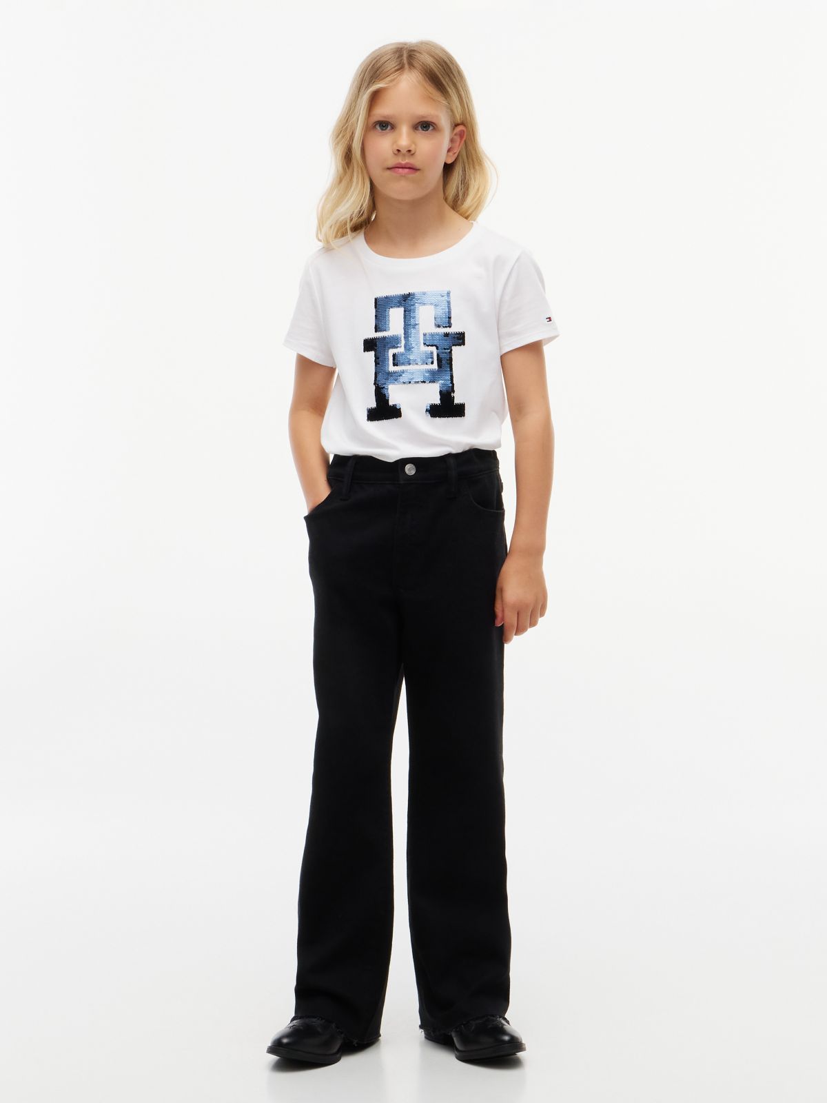 Kids' Flip Sequin Monogram T-Shirt — White