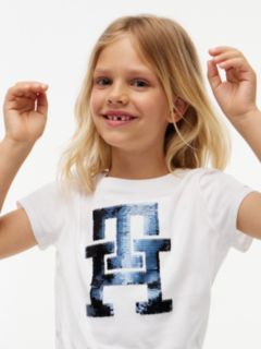 Kids' Flip Sequin Monogram T-Shirt — White 3