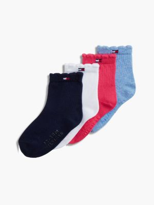 Babies' Scalloped Sock 4-Pack, Light Blue Heather/ Multi