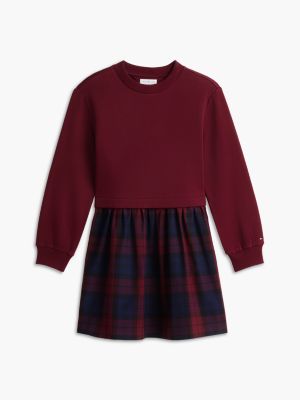 Детское платье Tommy Hilfiger Tartan Mixed-Media, цвет: Бордовый — фото 5