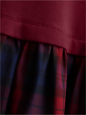 Детское платье Tommy Hilfiger Tartan Mixed-Media, цвет: Бордовый — фото 6