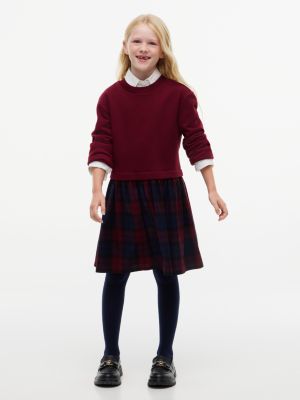 Детское платье Tommy Hilfiger Tartan Mixed-Media, цвет: Бордовый — фото 1