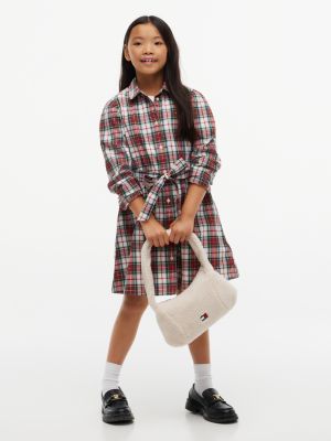 Tommy Hilfiger Girls' Kids' Tartan Stretch Shirtdress - Red Check - XS