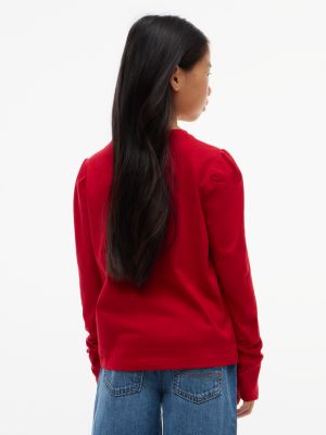 Детская футболка Tommy Hilfiger Bow Motif Puff-Sleeve, цвет: Красный — фото 4
