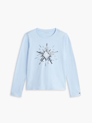 Детская футболка Tommy Hilfiger Sequin TH Star Logo, цвет: Светлый синий — фото 5