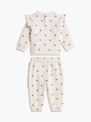 Комплект Tommy Hilfiger Heart Logo Sweatshirt & Pant Set для малышей, цвет: Слоновая кость — фото 2