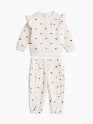 Babies' Heart Logo Sweatshirt & Pant Set, Ivory