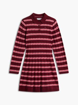 Детское платье Tommy Hilfiger Striped Sweater Dress, цвет: Бордовый — фото 4