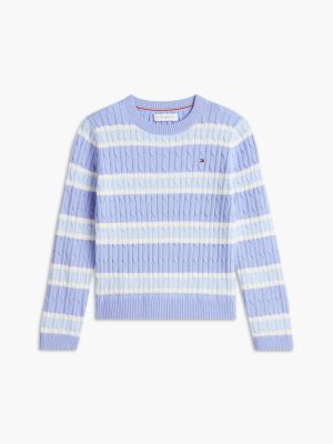 Детский свитер Tommy Hilfiger Striped Cable Knit, цвет: Iris — фото 5