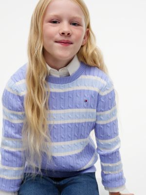 Детский свитер Tommy Hilfiger Striped Cable Knit, цвет: Iris — фото 3