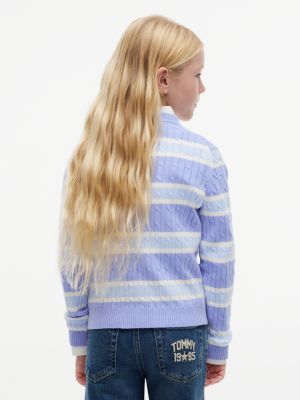 Детский свитер Tommy Hilfiger Striped Cable Knit, цвет: Iris — фото 4