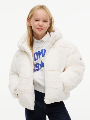 Kids' Faux Fur Puffer Jacket, White