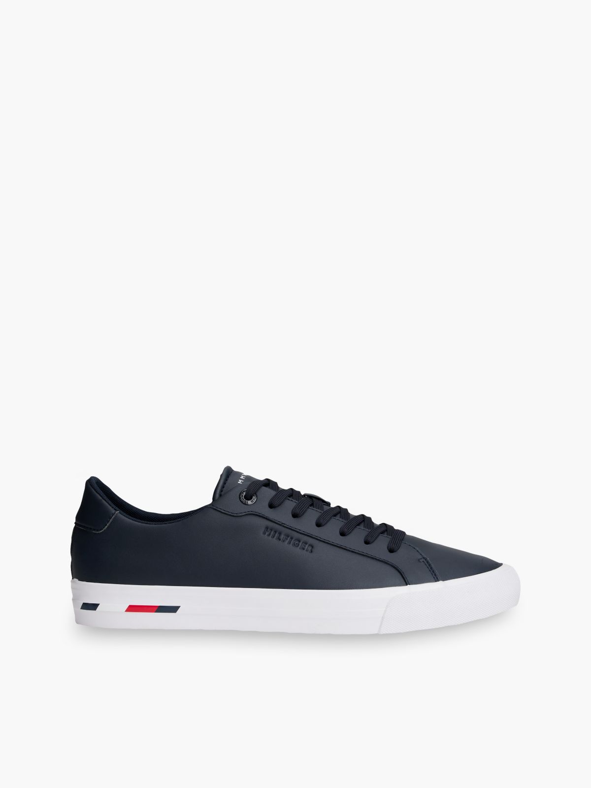Flag Stripe Vulcanized Leather Sneaker — Navy