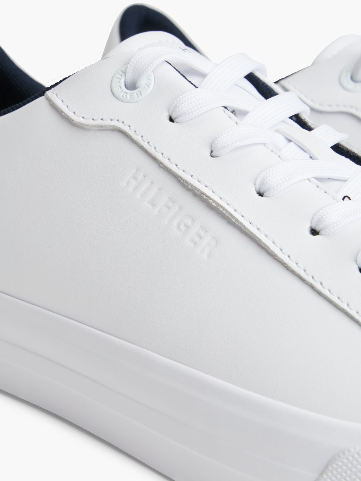 Flag Stripe Vulcanized Leather Sneaker — White