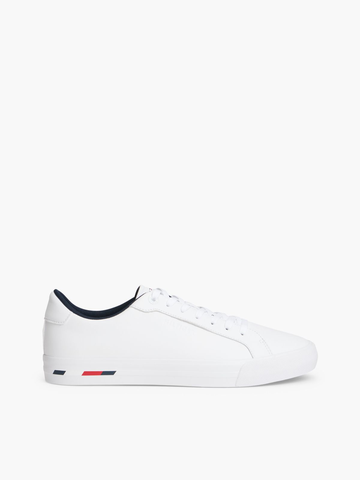 Flag Stripe Vulcanized Leather Sneaker — White