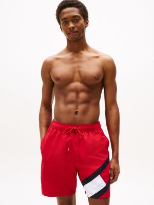 Tommy Flag 7" Slim Fit Swim Trunk, Primary Red