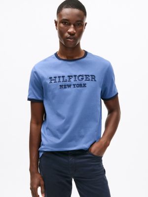 Embroidered Monotype Ringer T-Shirt, Faded Indigo