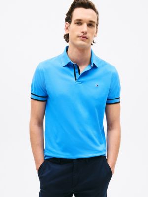 Slim Fit Monotype Cuff Polo, Copenhagen Blue