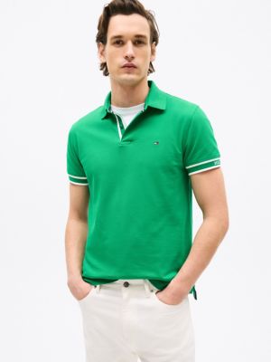 Slim Fit Monotype Cuff Polo, Olympic Green