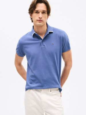 Regular Fit Under-Collar Logo Polo, Faded Indigo