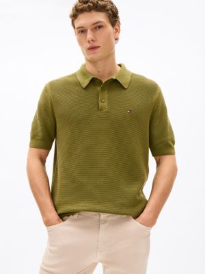 Textured Stitch Polo Sweater, Uniform Olive
