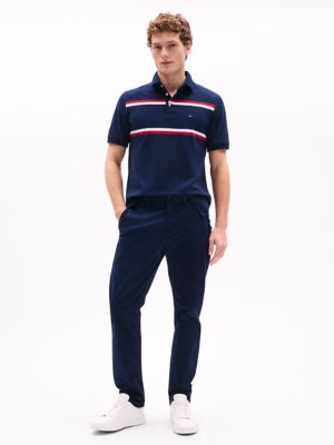 Slim Fit Block Stripe Polo, Navy