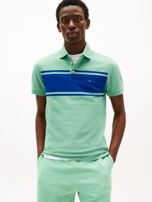 Slim Fit Block Stripe Polo, Frosted Evergreen
