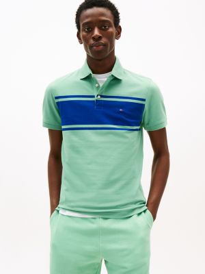 Slim Fit Block Stripe Polo, Frosted Evergreen