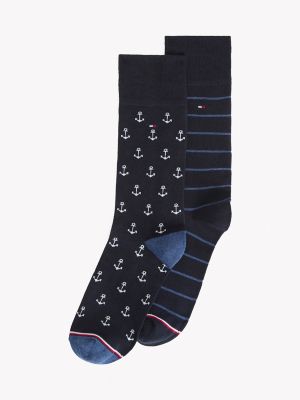 Nautical Print Trouser Sock 2-Pack, Navy / Multi
