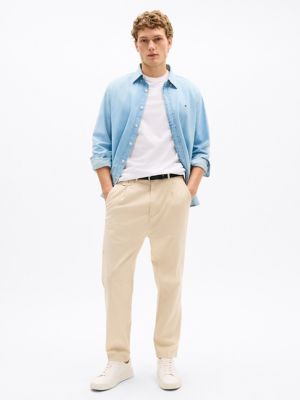 Pleated Relaxed Linen-Blend Pant, Classic Beige