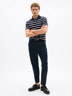 Pleated Relaxed Linen-Blend Pant, Navy