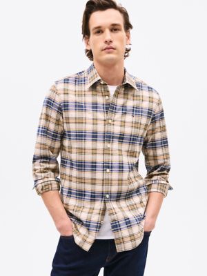 Regular Fit Plaid Oxford Shirt, Classic Beige