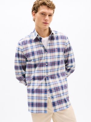 Regular Fit Plaid Oxford Shirt, Ivory